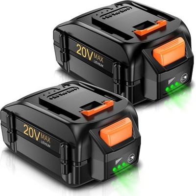 Upgraded 2Packs 8.0Ah Replacement for Worx 20V Battery Lithium-ion Power Share