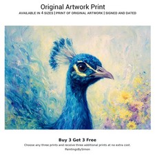 Peacock Portrait | Print on Matte Paper | Blue Bird Floral Wall Art