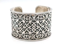 VTG SILPADA Sterling Silver 925 Wide Intricate Filigree Cuff Bangle Bracelet 7''