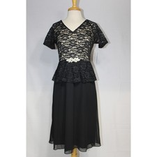 Fanny Fashion 1576-Short Peplum Style Formal Dress-SIZE L-BLACK/GOLD-NEW W/Tags