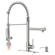 Commercial Kitchen Faucets with Pull Down Sprayer LED Brushed Nickel Rustic
