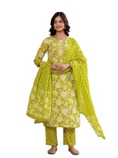 Women's Ethnic Motifs Embroidered Thread Work Pure Cotton Kurta with Palazzos