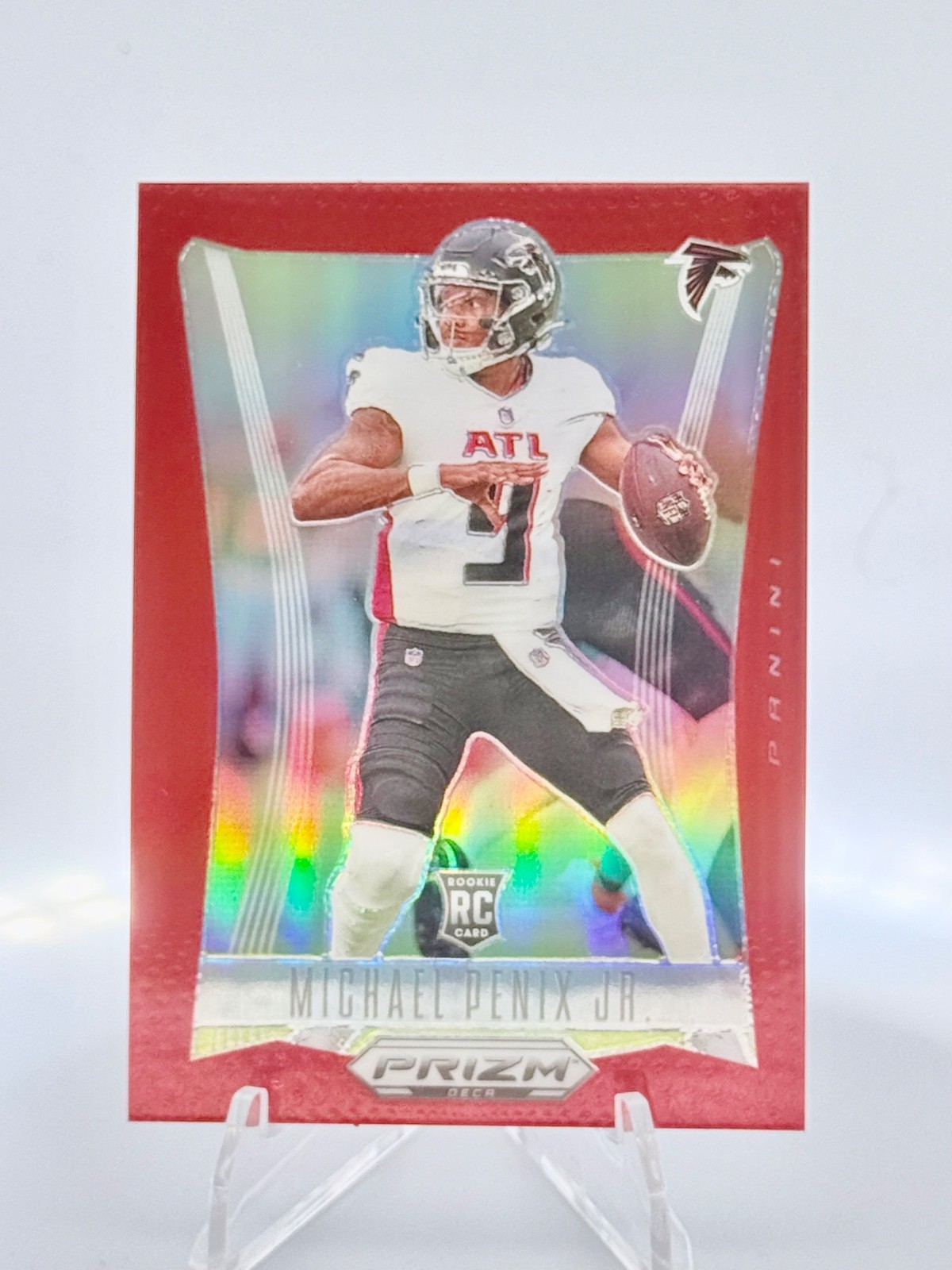 2024 Panini Prizm Deca Red Michael Penix Jr. /199 Color Match Rookie RC #16 ATL