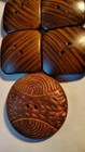 Buttons Wood Antique Lot Of 9 Carved, Square, Toggle Beautiful Solid Wood — photo 3