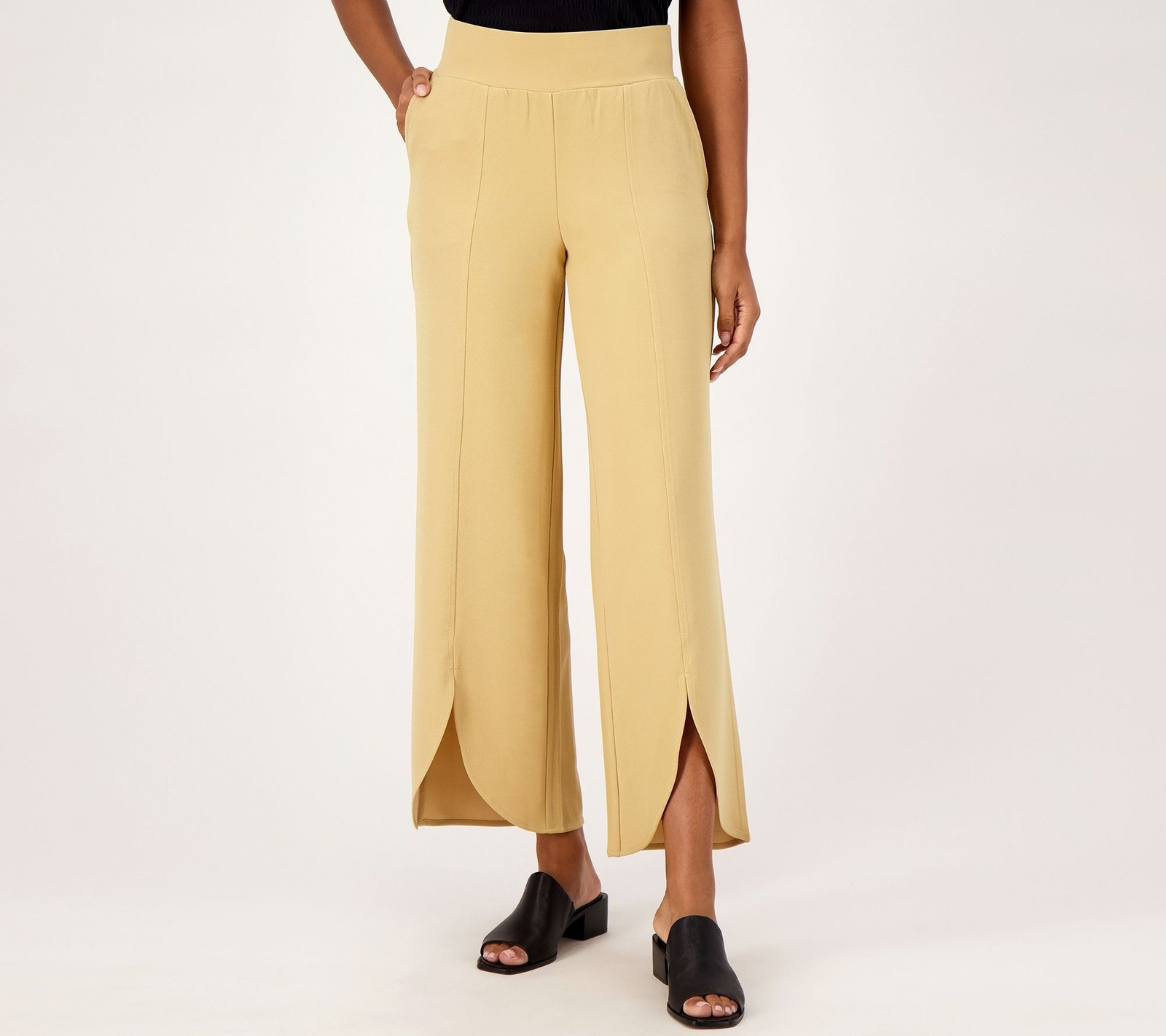 Isaac Mizrahi Live! Women's Pants Sz L Regular Pebble Knit Tan/Beige A575211