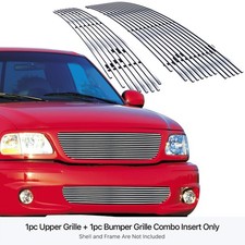 For 1999-2003 Ford F-150 Lightning Stainless Chrome Billet Grille Insert Combo