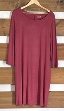 Time and Tru Mauve Knee Length 3/4 Sleeve Flare Dress w/Pockets Comfy Size XL