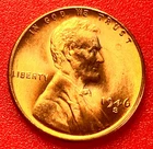1946-S Lincoln Wheat Cent Penny GEM RED BU From an Original Bank Roll