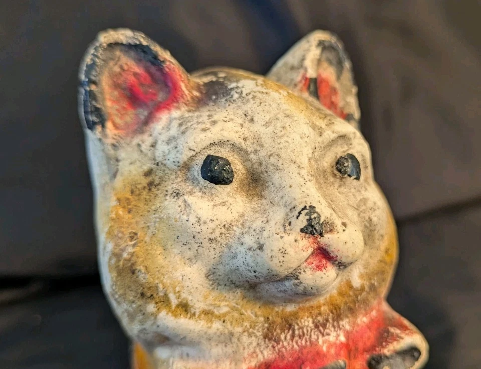 Ancienne Tirelire à Casser en Plâtre en Forme de Chat ou Chaton Tricolore  - Photo 4/4