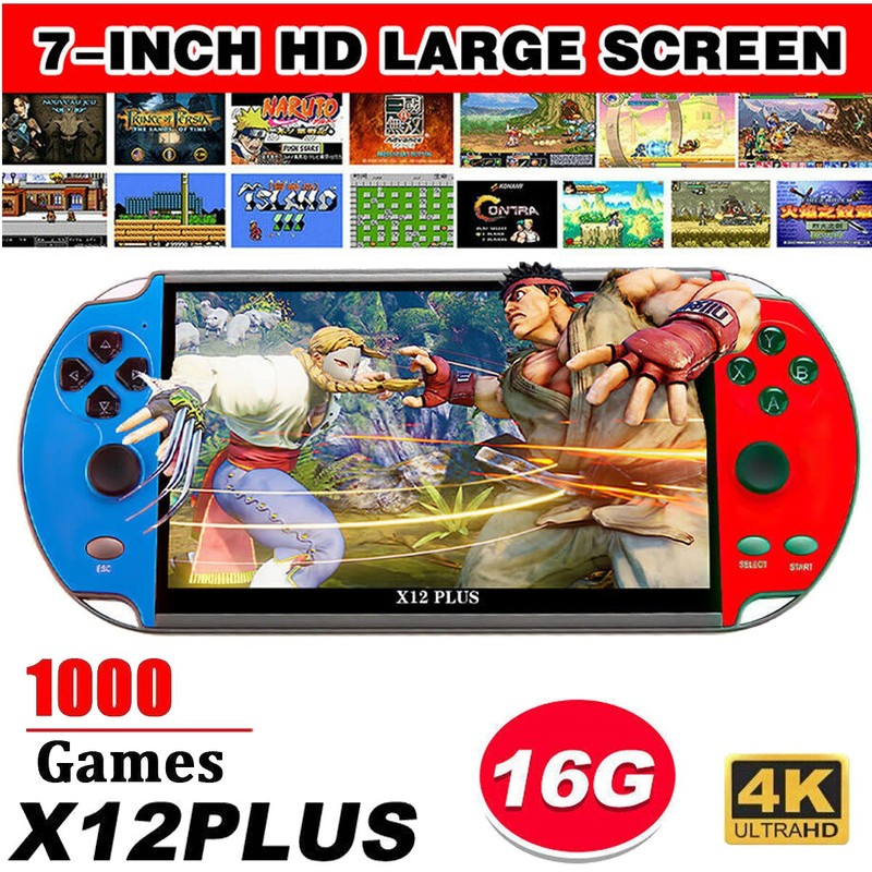 X12 Plus 7" Video Game Console 16GB Retro Handheld Portable 2700+Games Xmas Gift