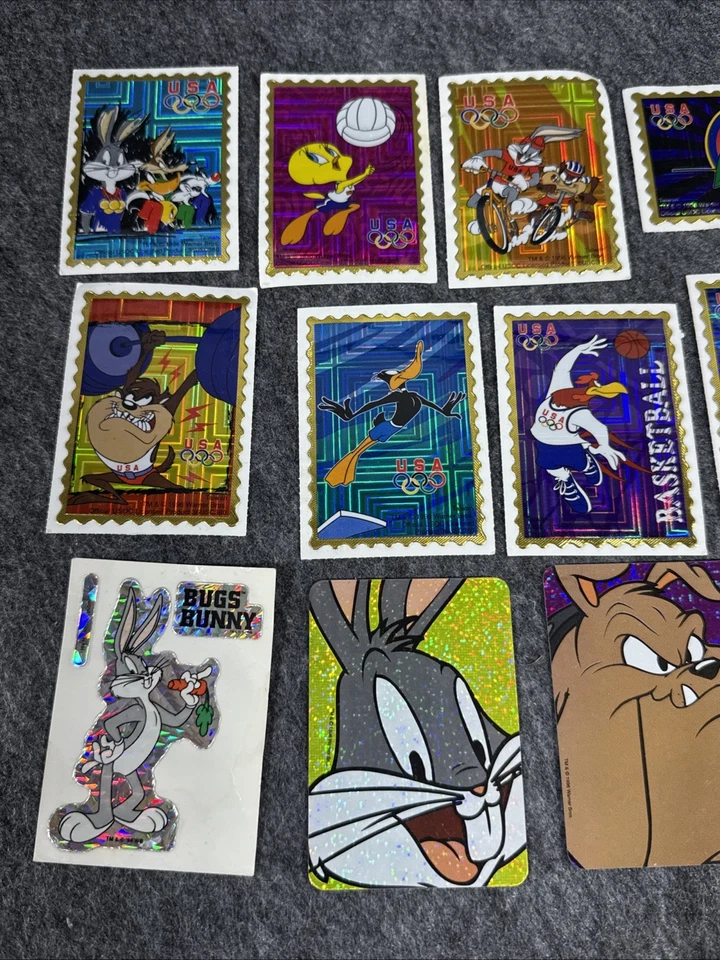 16 Looney Tunes 1996 Warner Bros Vending Hologram VINTAGE STICKER Taiwan Olympic - Image 2 of 4