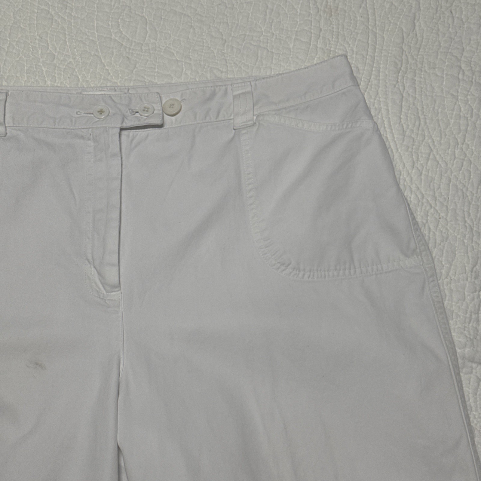 Talbots White Pleated Pants Button Zip Pockets So… - image 3