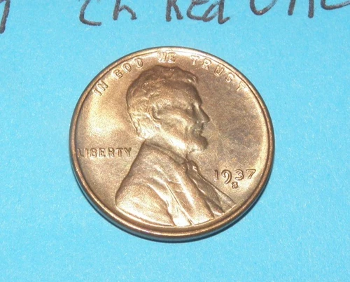 1937 S      LINCOLN WHEAT CENT   CHOICE RED UNCIRCULATED  #3