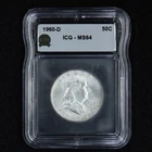 1960-D Franklin Silver Half Dollar Uncirculated ICG MS64 50C