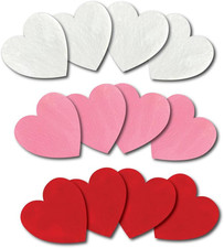 Felt Heart Decorations, White Pink Red Colors, 4 Inch Size, 12 Piece Set for Cra