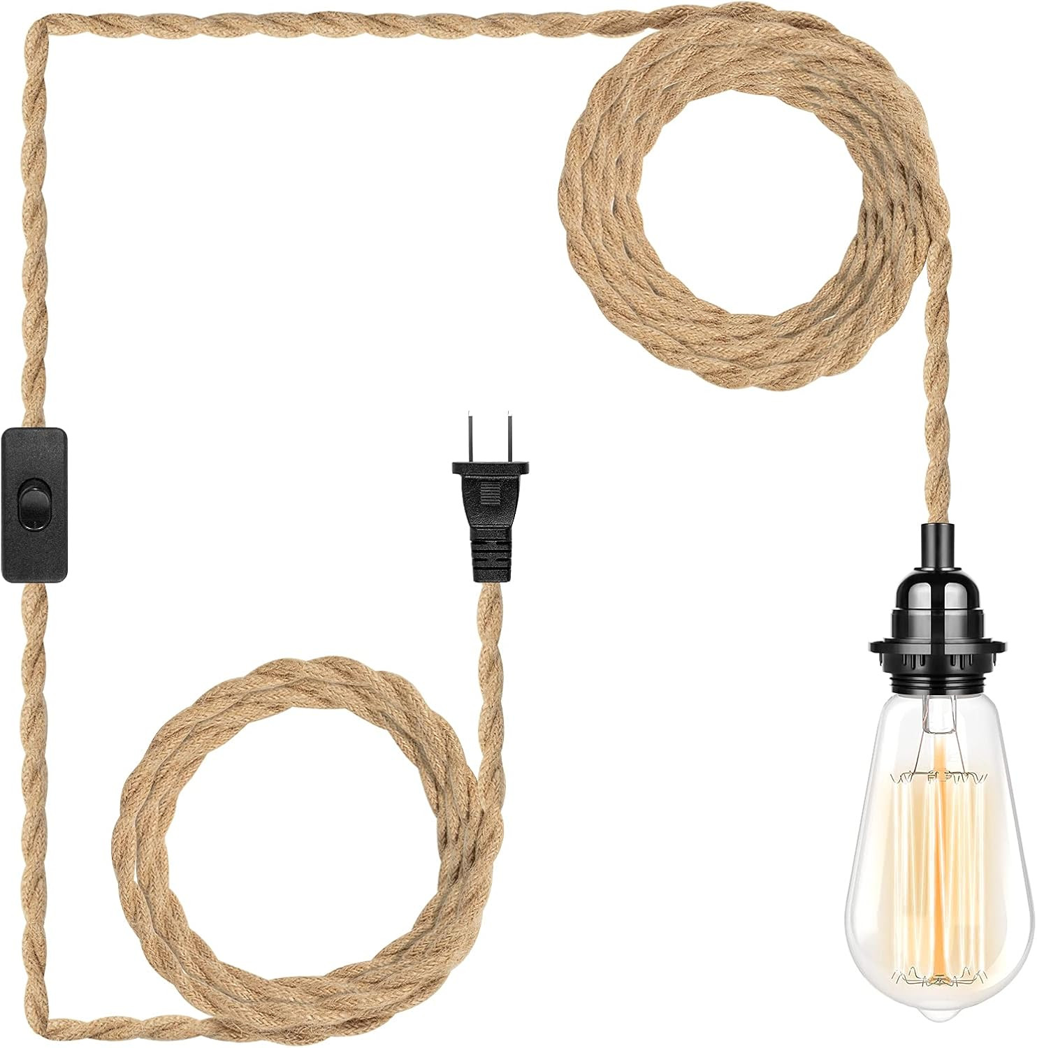 Plug in Hanging Light Fixture, 15FT Pendant Lamp Lights Cord with Switch Cord E2