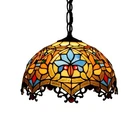 Tiffany Stained Glass Ceiling Pendant Light Fixture Vintage Single Hanging Lamp