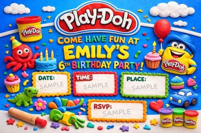 Play-Doh Playdoh Birthday party Invitations 12 With Envelopes Party Supplies 