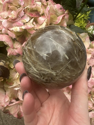 564grams ‘Straw’ Rutile / Water Grass Rare Rutile in Quartz Sphere Decoration - Picture 3 of 10