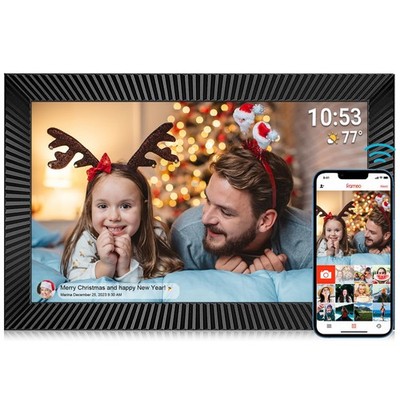 FRAMEO WiFi Digitaler Bilderrahmen 10,1 Zoll mit 32G Frameo, Schwarz 