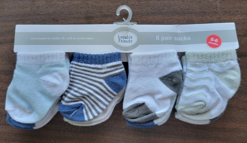 Luvable Friends Baby 8 Pack Socks Size 0-6 Months Multicolor