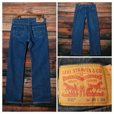 Levis 501 Jeans Mens 34X31 Original Fit Button Fly Blue Denim 100 Cotton