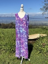 Blue Ginger Hawaii Tropical Purple Maxi Tank Dress Xl