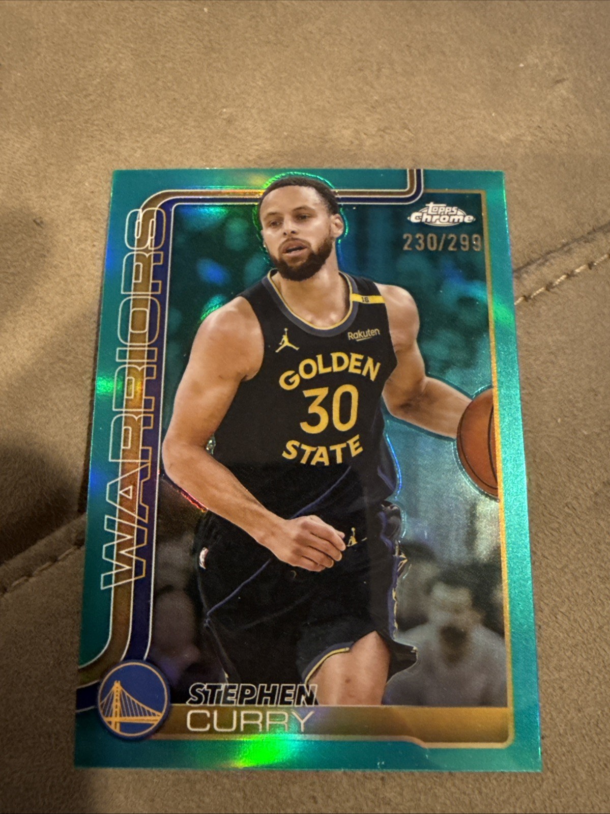 2025-26 Topps Chrome #201 Stephen Curry Teal Refractor /299 Parallel Warriors