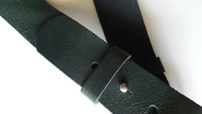 Ceinture En Cuir Replay Femme Taille 85 Cm Vert Foncé - Boucle Ronde Gravée Neuve