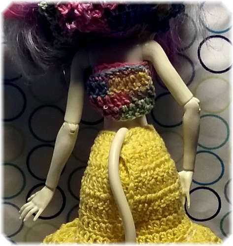 Handmade Monster High 11.5" Fashion Doll Crocheted Dress NEW Yellow & Variegated - Picture 3 of 16
