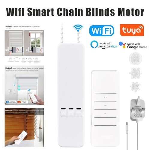 WiFi Smart Electric Curtain Motor Motorized Chain Roller Blinds Pull Bead Tuya