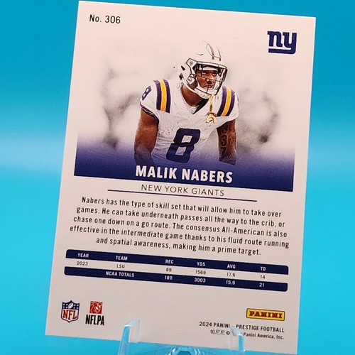 Malik Nabers 2024 Prestige Giants Rookie RC #306 - Picture 2 of 2