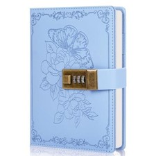 Diary with Lock, Vintage Lock Journal for Women and Girls, Hardcover Light Blue