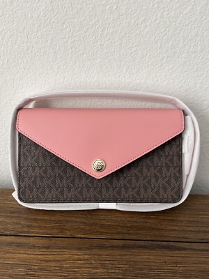 NWT $398 MICHAEL KORS Jet Set Travel Primrose Leather Envelope Crossbody