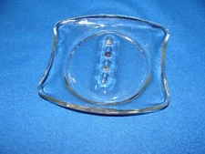 Vintage Rectangle Ashtray 5 1/4" X 4 3/4" Clear Glass MCM Used