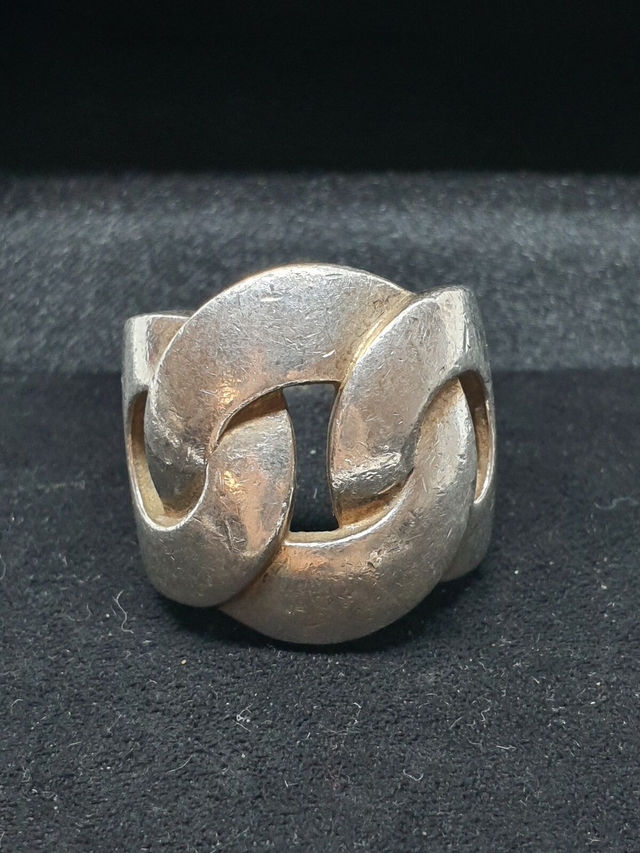 Bague Ancienne En Argent Massif 925 - Grosse Bague Jonc, Style Vintage, Occasion
