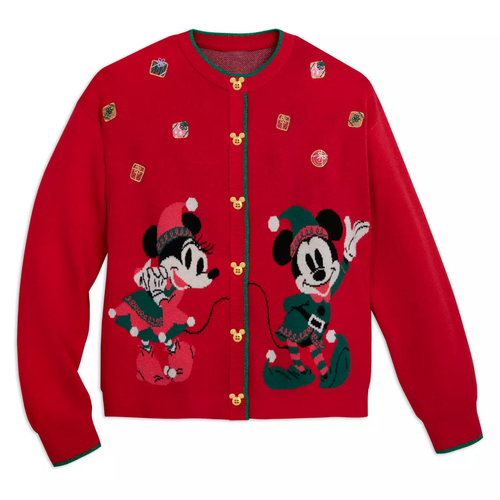 Disney Mickey and Minnie Mouse Red Holiday Cardigan Sweater for Women - XL- New