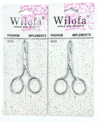 2x Scissors Flat Tip Eyebrow Tweezers Beauty Makeup Hair Removal Professional