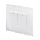 Retrotouch 2 Gang Intermediate 10A Rocker Light Switch White Glass PG 00214