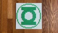 Green Lantern Logo Brick Mosaic | 32x32 LEGO-Compatible Pixel Art 