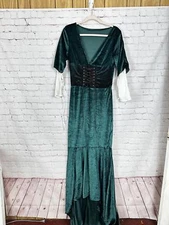 Forum Novelties Velvet Medieval Dress One Size M Green Long Renaissance Fair