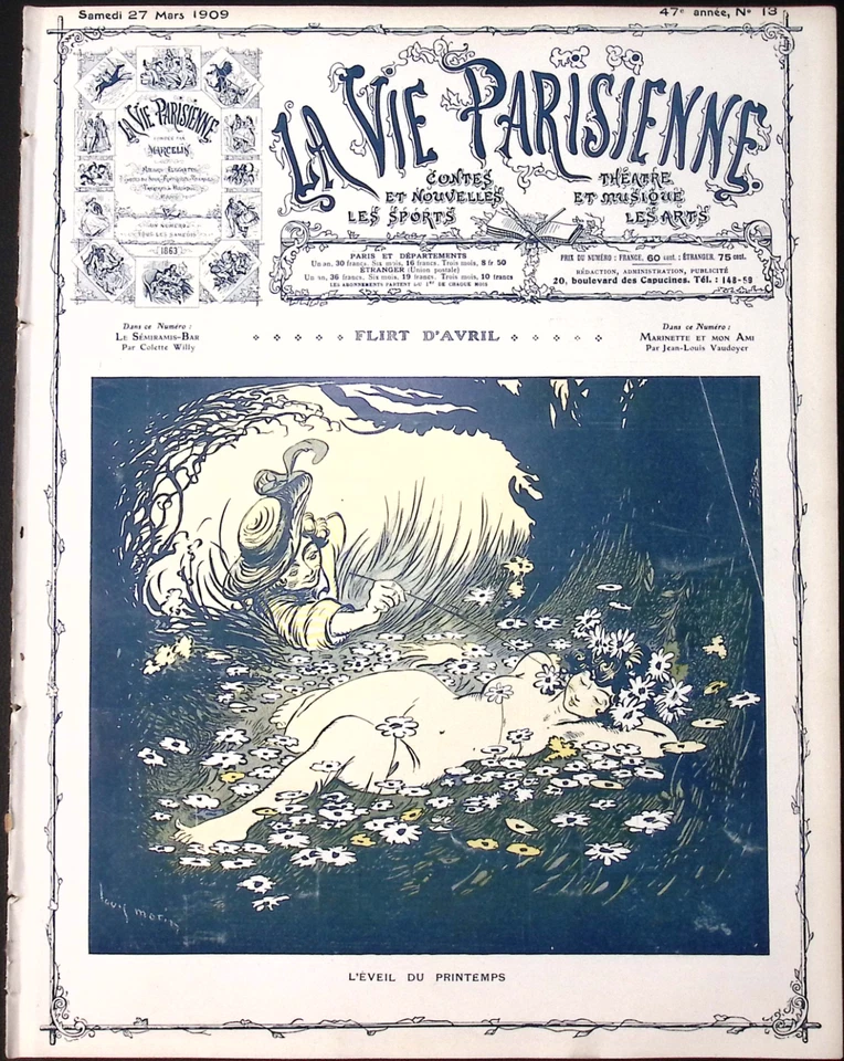 La Vie Parisienne Magazine 27 Mars 1909 Morin April Flirt Art Nouveau - Image 2 of 4