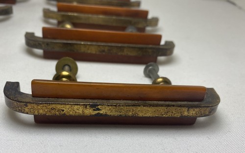 10 Matching Vintage Art Deco Butterscotch Bakelite Drawer Pulls Handles - Picture 3 of 15
