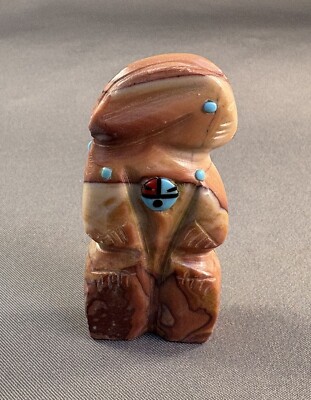 Zuni Carved Picture Jasper Sitting Rabbit Fetish w/ Sun Face by Danette Laate