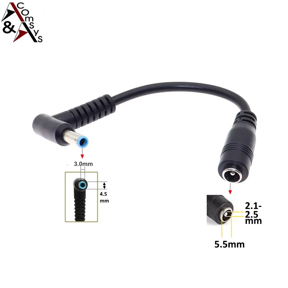 Netzteil Winkel Stecker Adapter 5,5x2,5mm auf 4,5x3,0mm HP Notebook Laptop - Bild 3 von 4