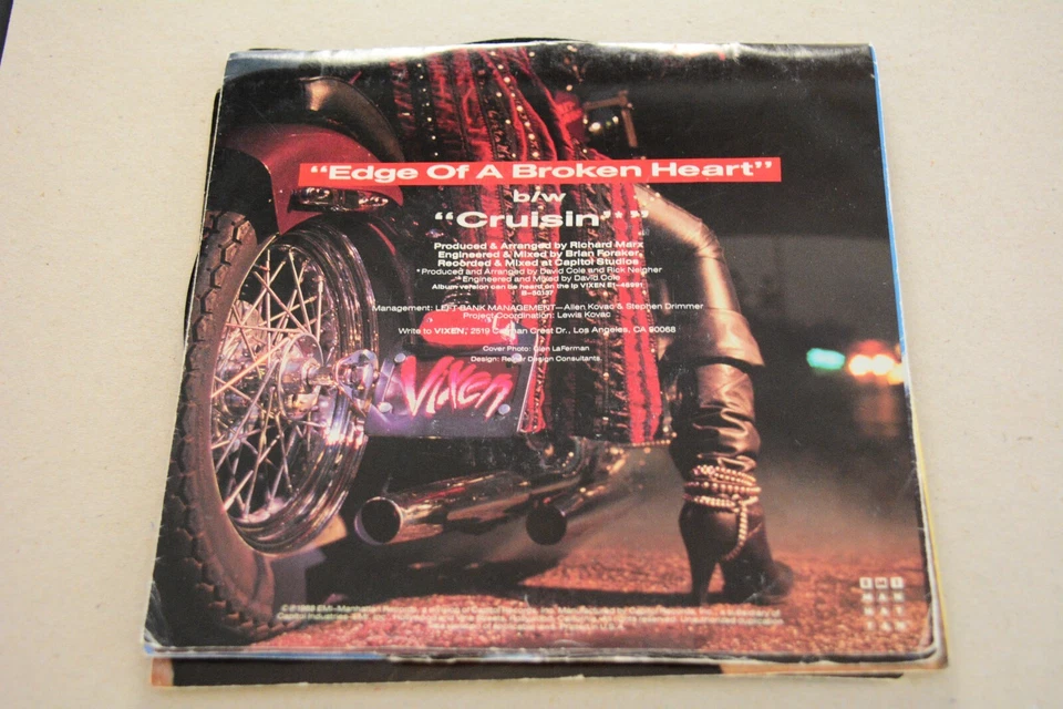 VIXEN "EDGE OF A BROKEN HEART" 45 7" VINYL & POSTER LTD ED PIC SLEEVE [D12-58] - Image 2 of 2