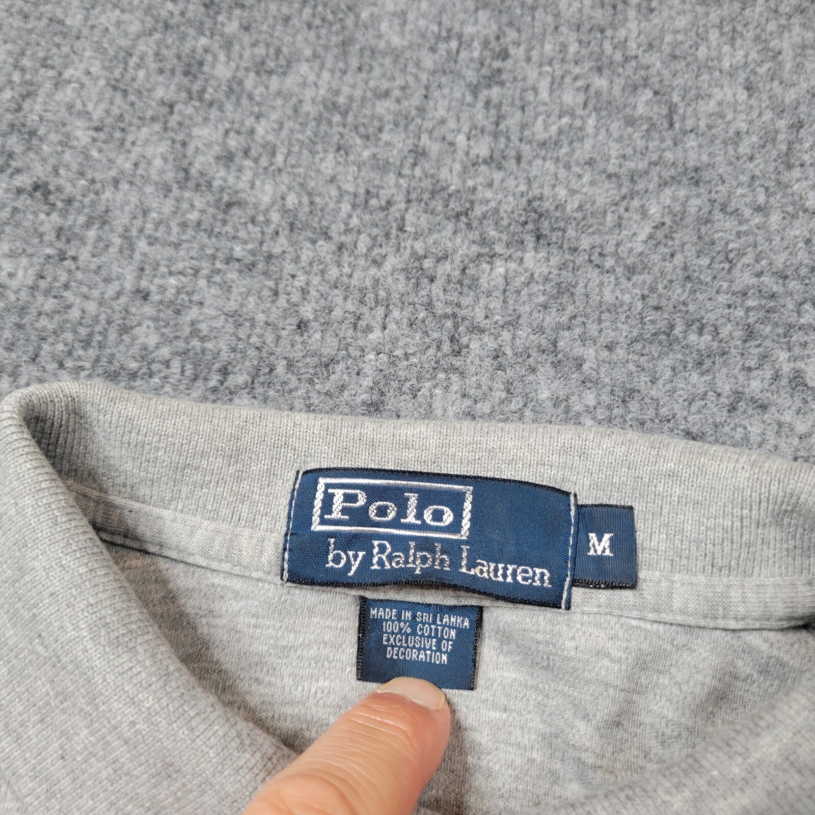 Polo Ralph Lauren camicia uomo grigio medio blu pony pullover manica corta rugby A4