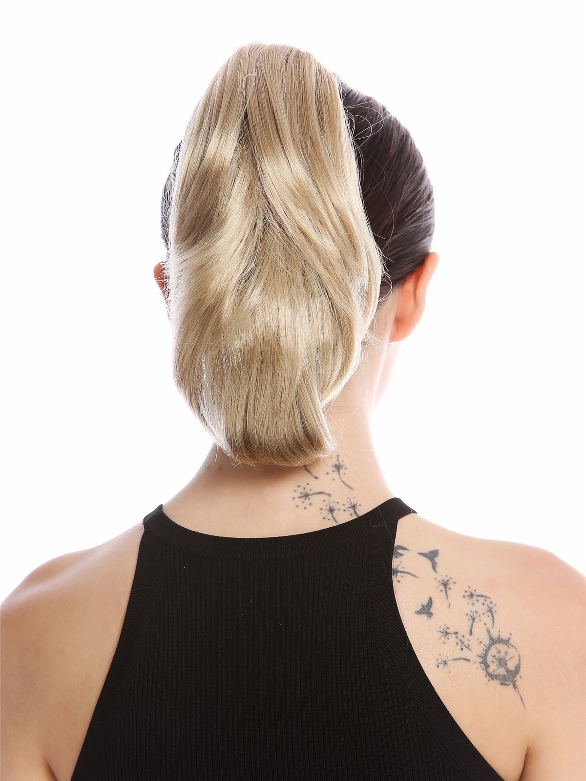 Hairpiece Ponytail Hair Comb Short Wavy Straight Curly Light Ash Blonde