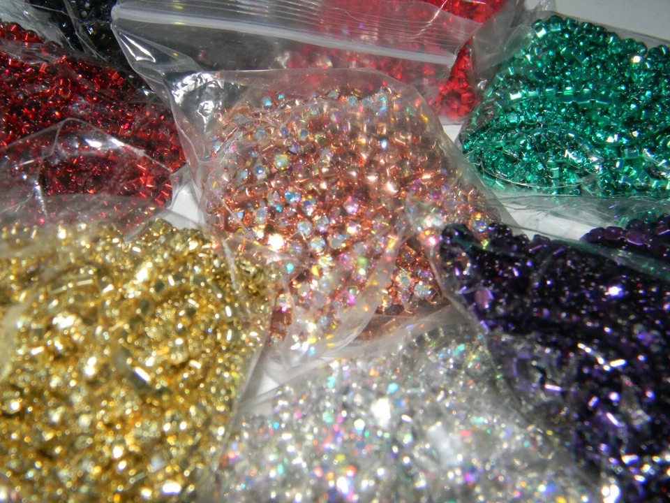 Cadena de copa de diamantes de imitación transparentes, diamantes de imitación transparentes en montura rosa, cadena de 3 mm Foto 2 de 2