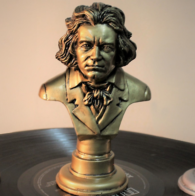 LUDWIG van BEETHOVEN golden BUST SCULPTURE CLASSICAL MUSIC PIANO
